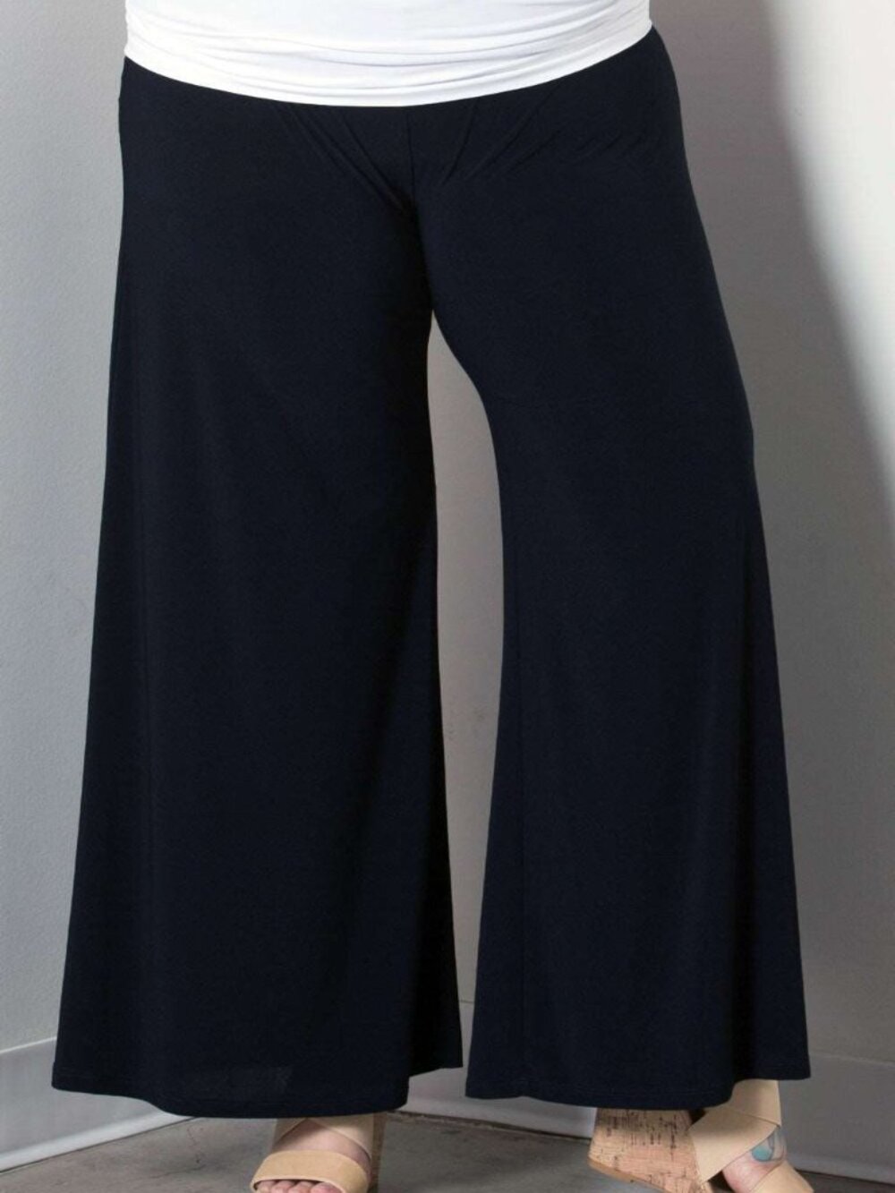 Plus Size Wide Leg Palazzo Pants Black 2X